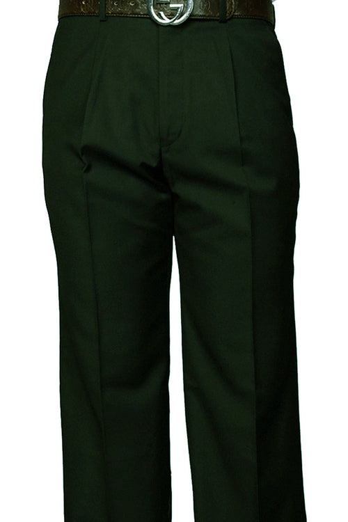 Men's Hunter Green Wool Pleated Dress Pant
