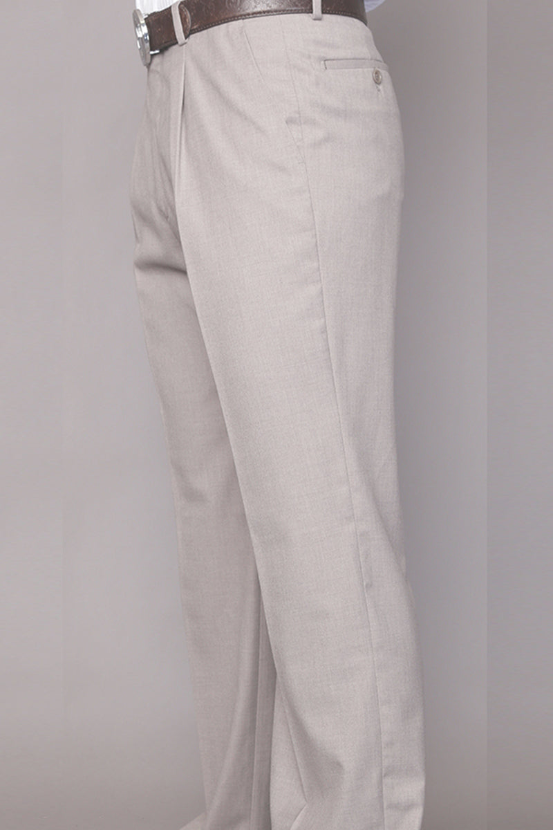 Men's Classic Fit Wool Pleated Dress Pant in Sand