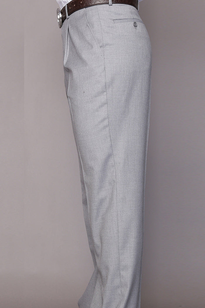 Men's Grey Wool Pleated Dress Pant by Statement Suits