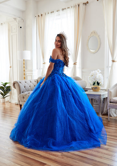 3D Floral Off-Shoulder Glitter Ball Gown by Calla KY-73112