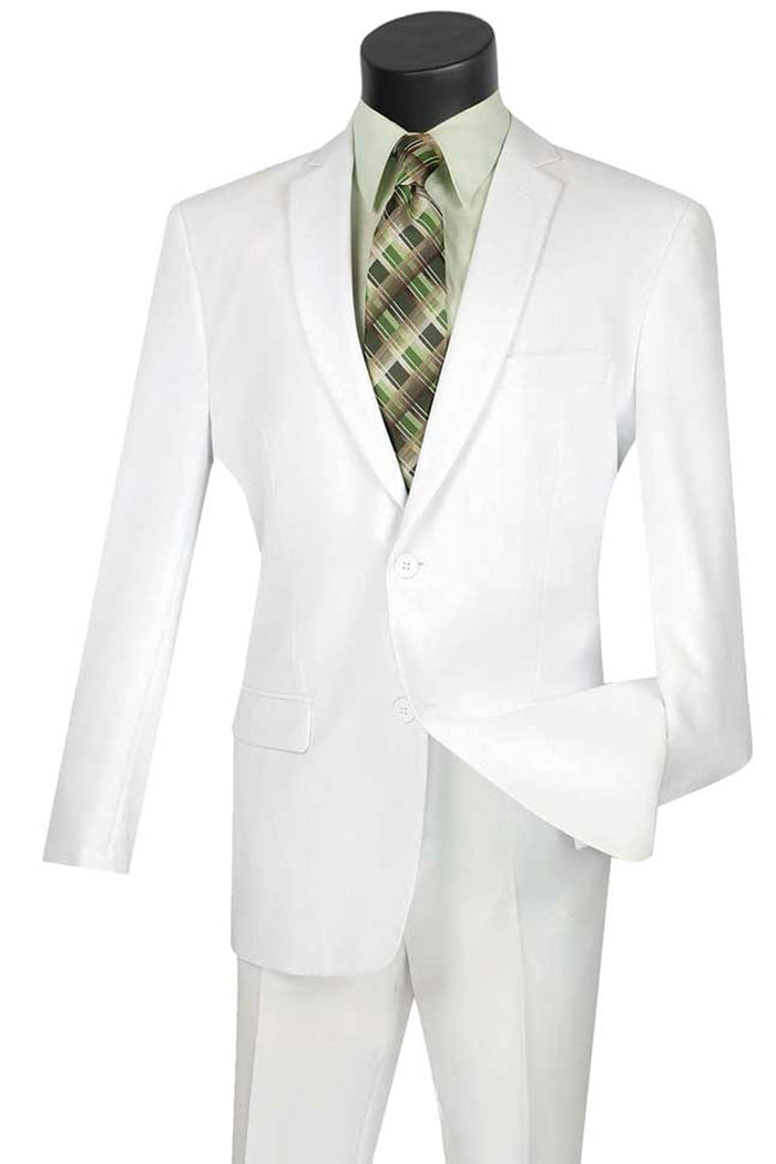 Mens Basic 2 Button Classic Fit Poplin Suit in Red by Vinci