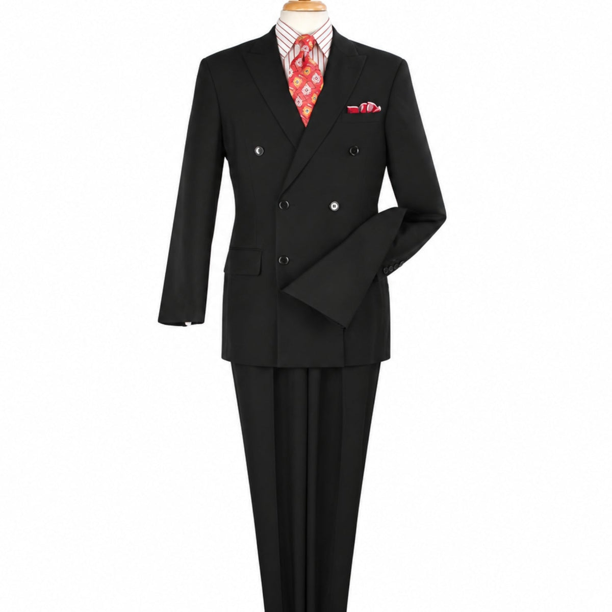 Black 2-Piece High Double-Breasted Modern Fit Suit