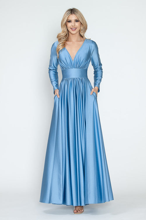 Mother Of The Bride Dress Stretchy Long Sleeve Formal Gown