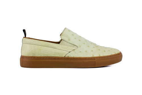 P01303 Grafton Genuine Ostrich Fashion Loafer- Bone