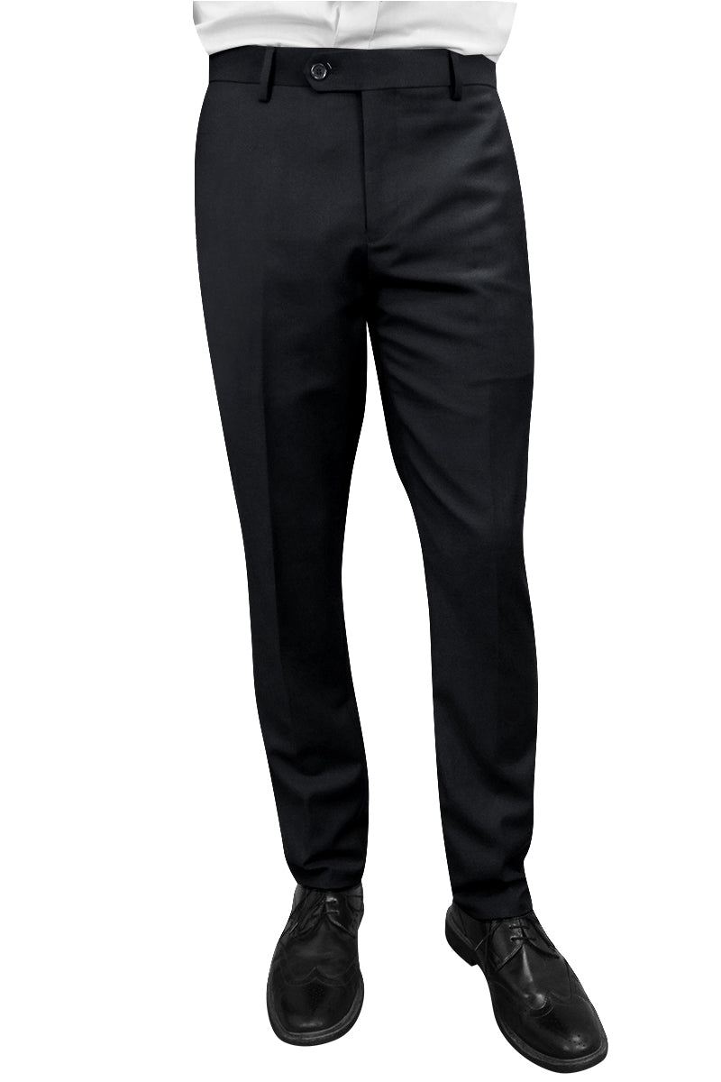 Men's Slim Fit Wool Dress Pants in Classic Black
