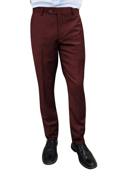 Men's Burgundy Wool Dress Pants from Statement Suits