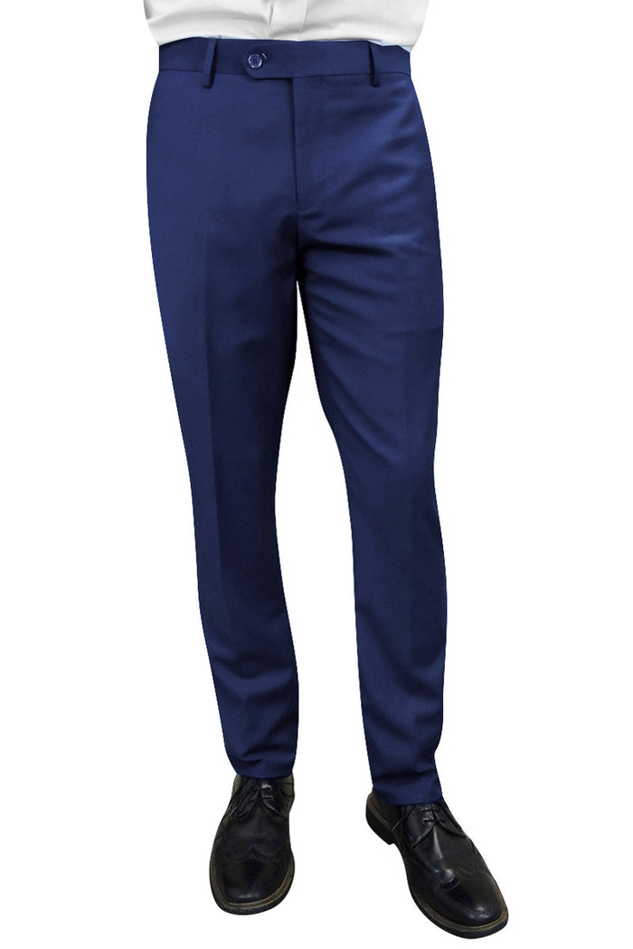 Men's Wool Slim Fit Dress Pants in Sapphire Blue