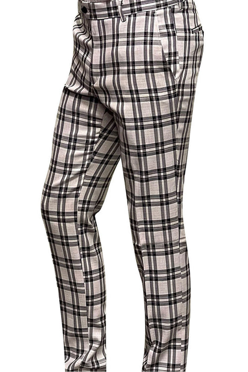 Men's Black Windowpane Wool Dress Pants
