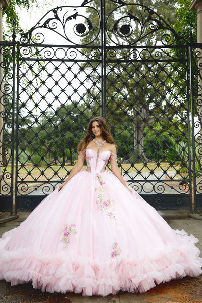 Off Shoulder Ruffled Ball Gown by Bella Princess PQ1095
