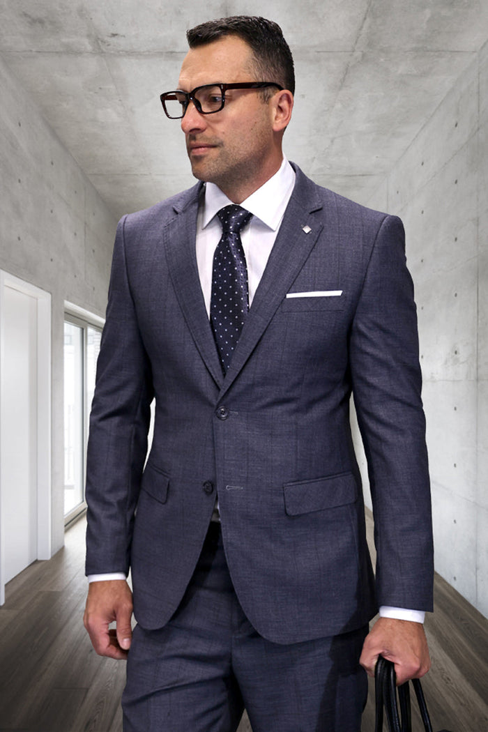 Statement Men's 3 Piece 100% Wool Modern Fit Suit - Plaid Suit