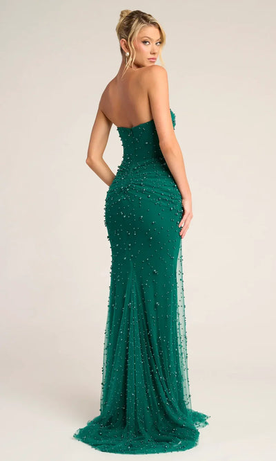 Beaded Sheath Evening Gown with Sheer Corset Bodice Formal Prom Dress Portia and Scarlett PS26022