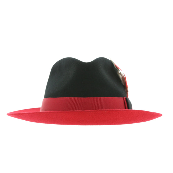 Black & Red Puck Trilby Two Tone Crushable Trilby Hat by Ferrecci