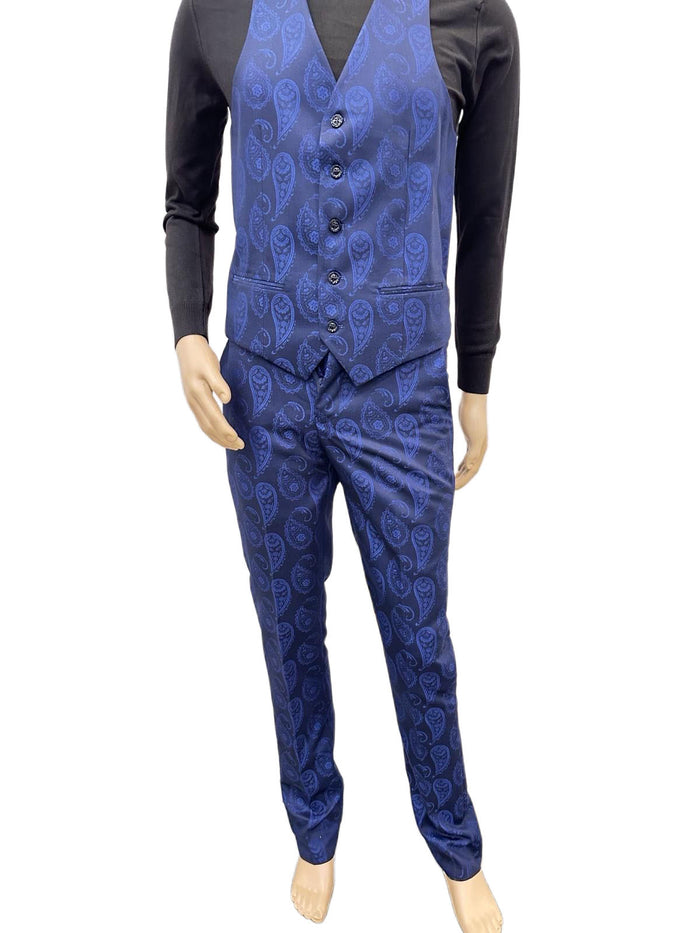 Paisley Suit - Royal Blue Prom Suit - Slim Fit Stage Suit by USA Men's Outlet