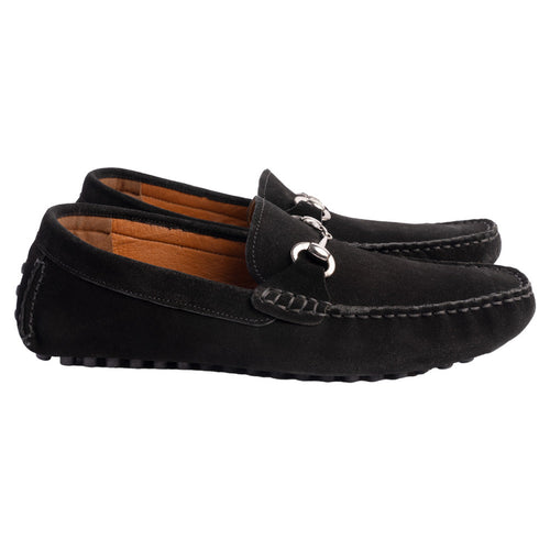 P000912- Palm Beach -Driving shoe Black Suede