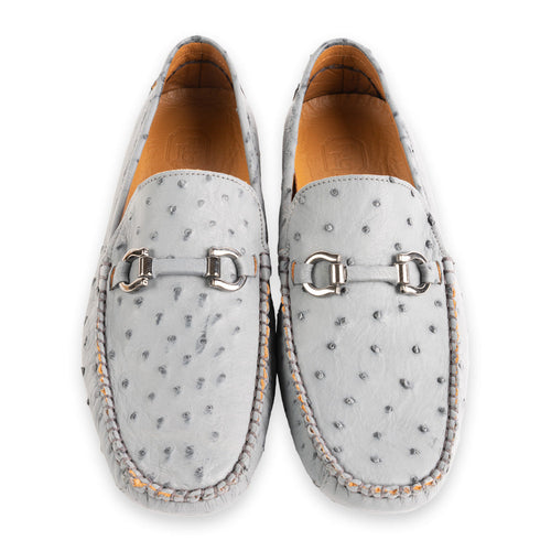 P01406 Palm Beach Genuine Ostrich Driver- Grey