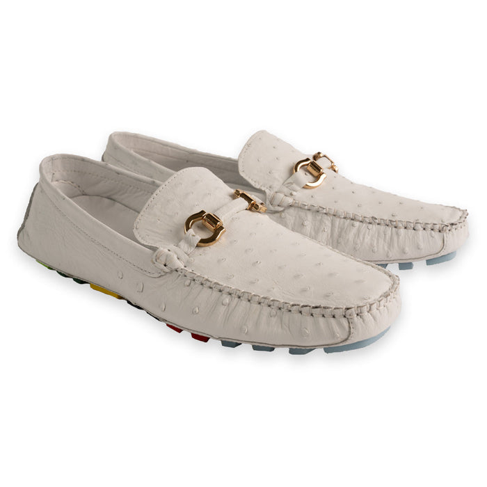 P014092 Palm Beach Genuine Ostrich Driver- White