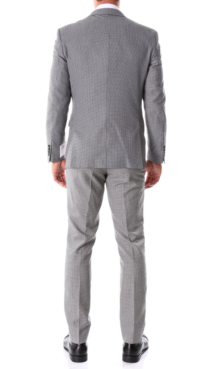 Mens Slim Fit Houndstooth Peak Lapel 2pc Suit by USA Men's Outlet