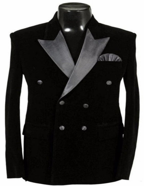 Mens Six Button Peak Lapel Black Velvet Blazer by Men's Tuxedo USA