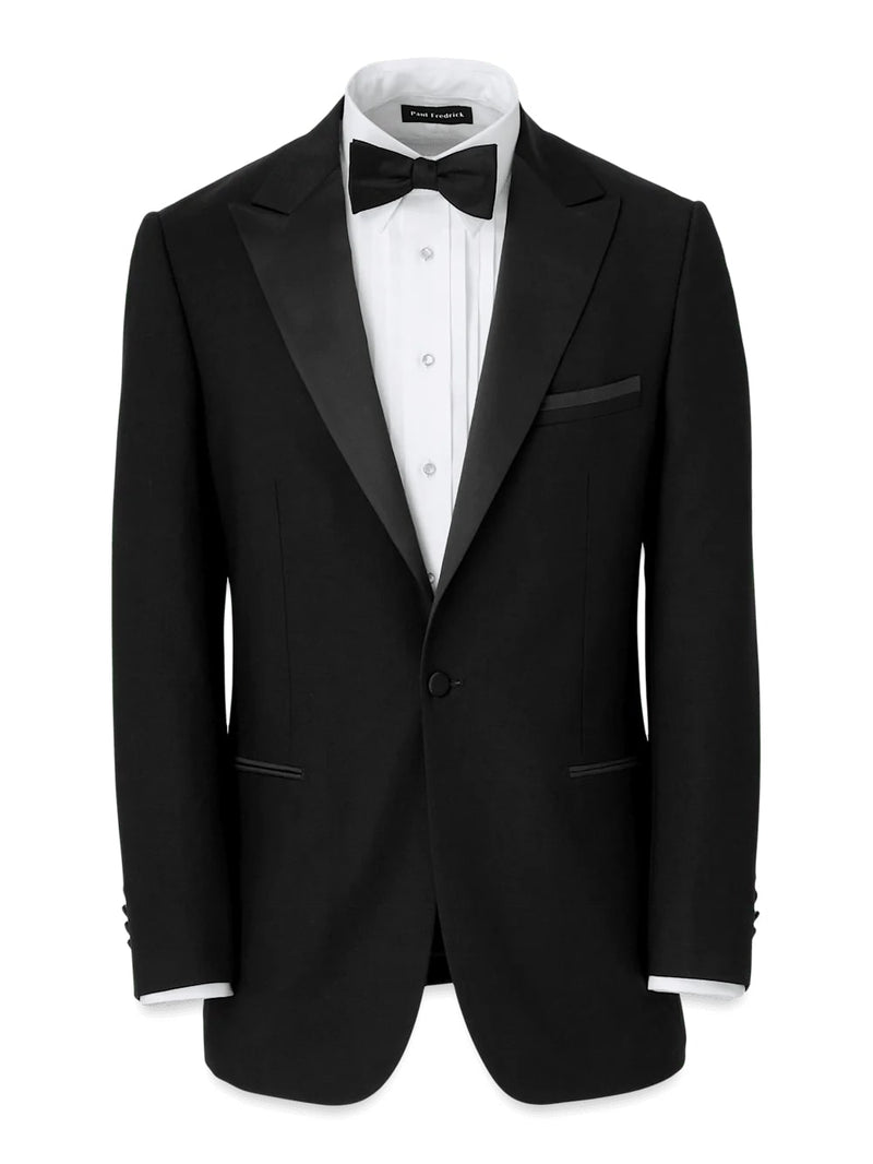 Mens Single Breasted Peak Lapel Tuxedo Jacket Black