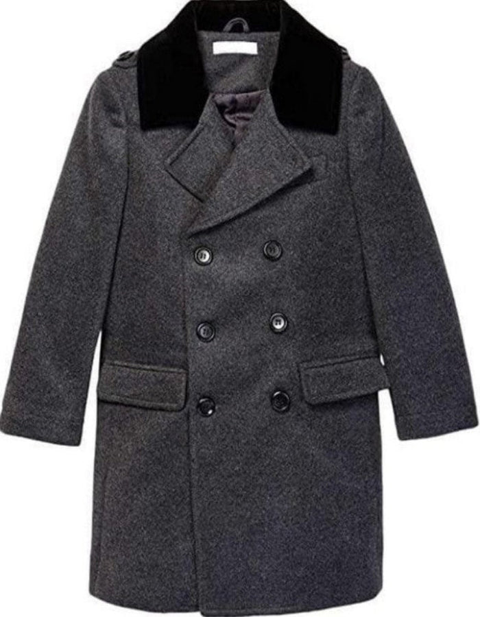 Mens Six Button Peak Lapel Peacock - Charcoal Suit by Men's Tuxedo USA