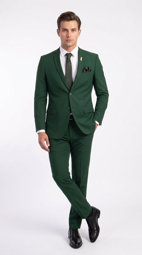 Men’s Emerald Green Suit – 2 Button Wedding Suit for Groom, Groomsmen, Prom & Formal Events