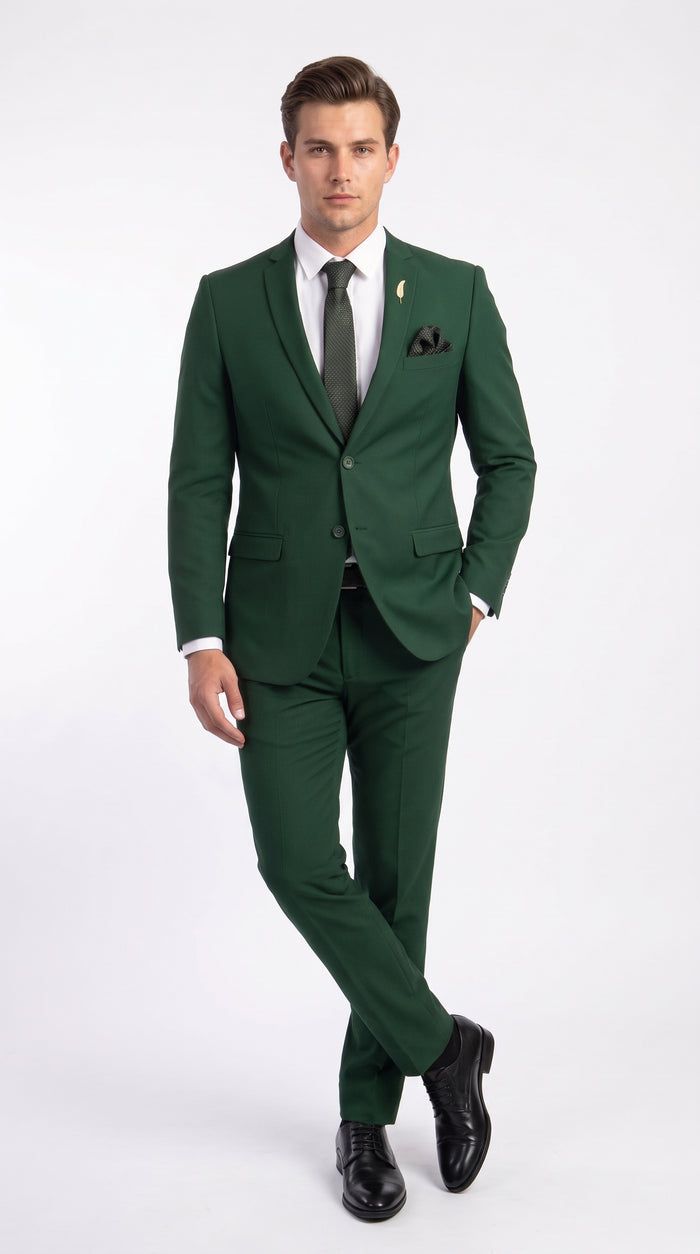 Men’s Emerald Green Suit – 2 Button Wedding Suit for Groom, Groomsmen, Prom & Formal Events