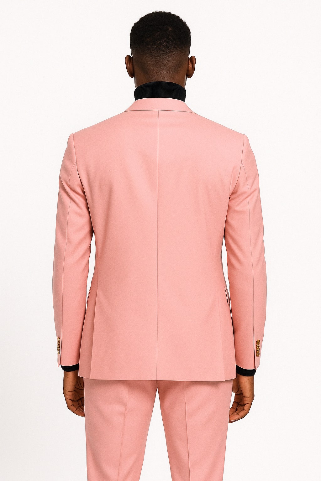 Mens Pink Double-Breasted Suit with Gold Buttons