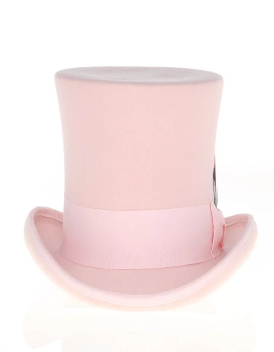 Victorian Steampunk Top Hat - 1800 19th Century - Dressy Loden Felt Top Pink Hat by USA Men's Outlet