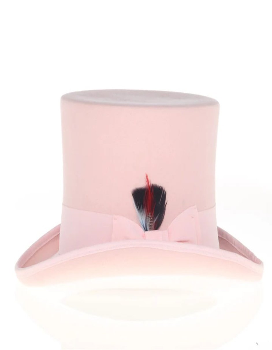Victorian Steampunk Top Hat - 1800 19th Century - Dressy Loden Felt Top Pink Hat by USA Men's Outlet
