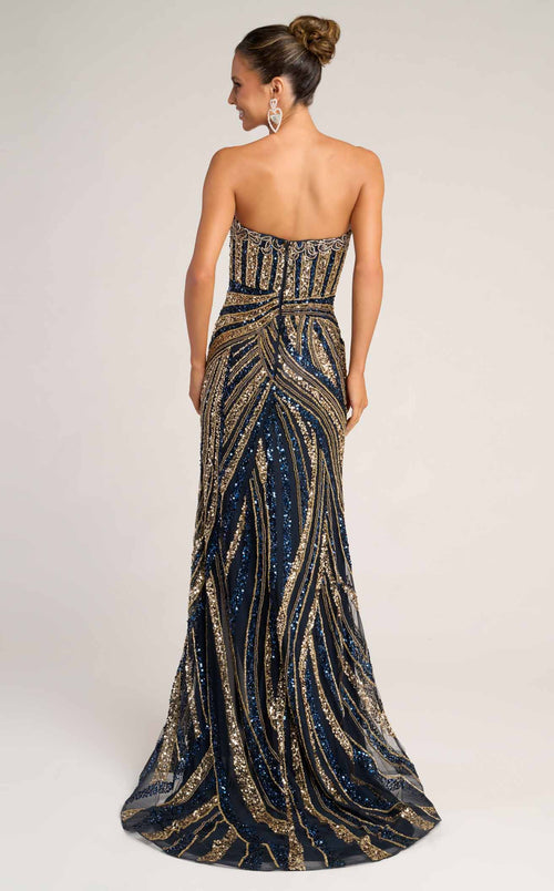 Portia & Scarlett PS26418C Strapless Sequin Evening Gown with Slit Sparkly Formal Prom Dress