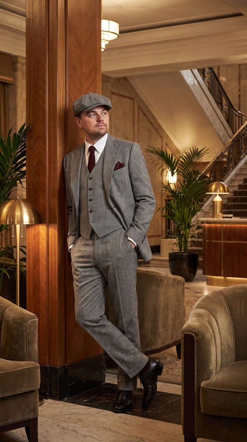 Peaky Blinders Men’s Gray Tweed 3 Piece Suit – Vintage 1920s Wedding Vested Suit