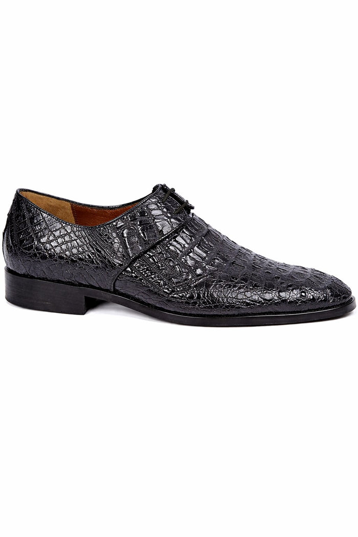 Men’s Navy Genuine Crocodile and Calfskin Leather Slip-On Dress Shoes