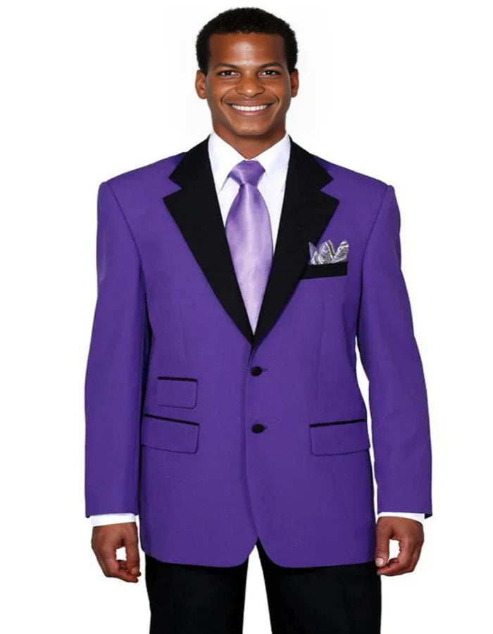 Cheap Tuxedos - Affordable Prom Suit - Mens 2 Button Classic Fit Contrast Collar Purple Tuxedo