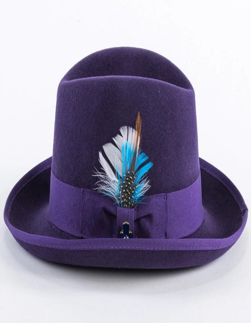 Purple Dress Hat 1920s Fedora Style - Mens Classic Gangster Godfather Wool Dress Hat in Purple by USA Men's Outlet