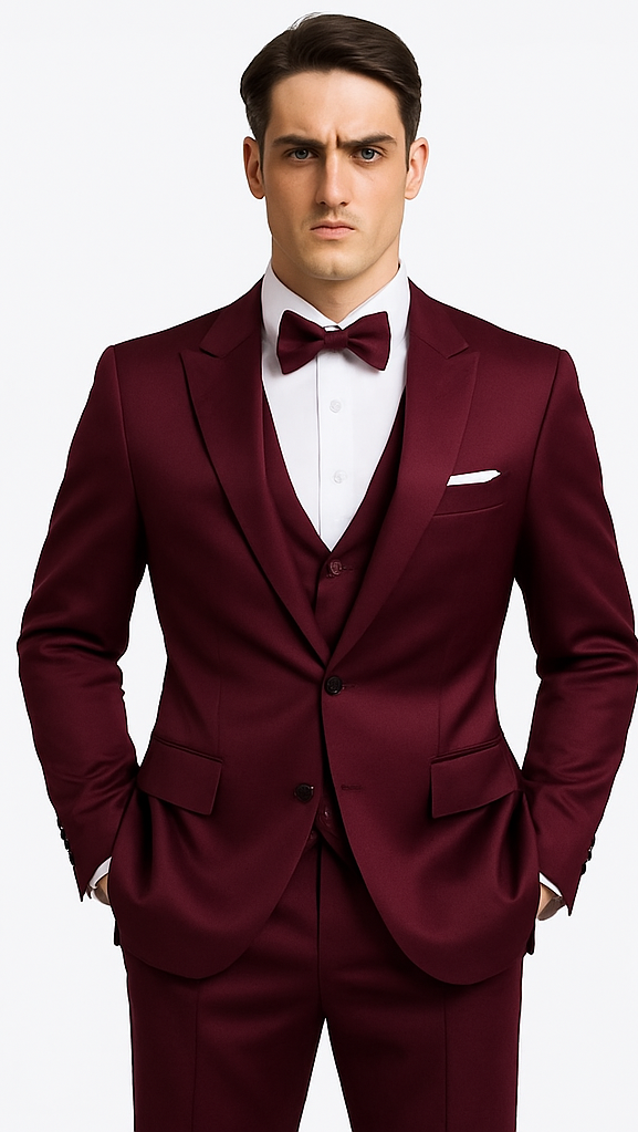 Tazzio Men's Purple Satin Double Breasted 3 Piece Slim Fit Suit with Peak Lapel – Elegant Formalwear