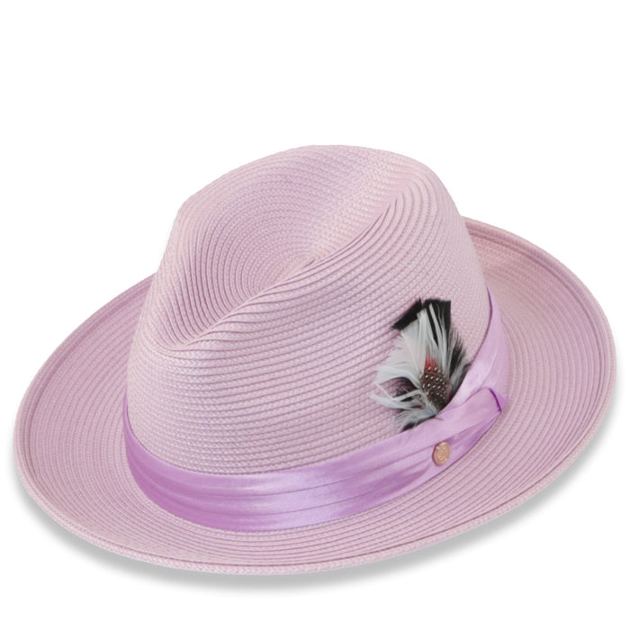 Tapa Crushable Straw Hat Fedora in Purple by Ferrecci USA