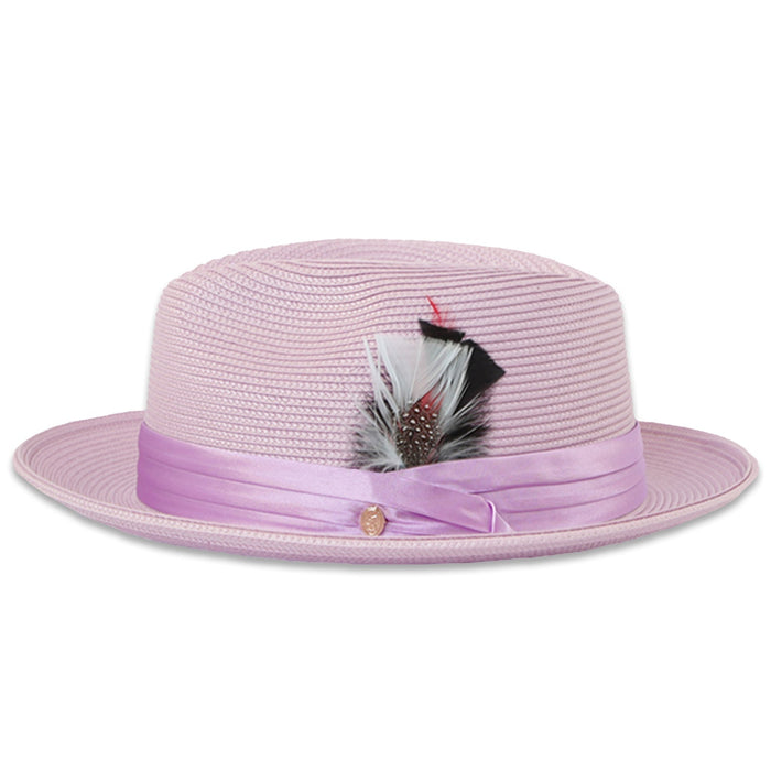 Tapa Crushable Straw Hat Fedora in Purple by Ferrecci USA