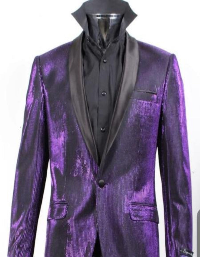 Mardi Gras Outfit - Mardi Gras Blazer For Men in Color Purple in Sequin Fabric Jacket by Menssuitsatlantain