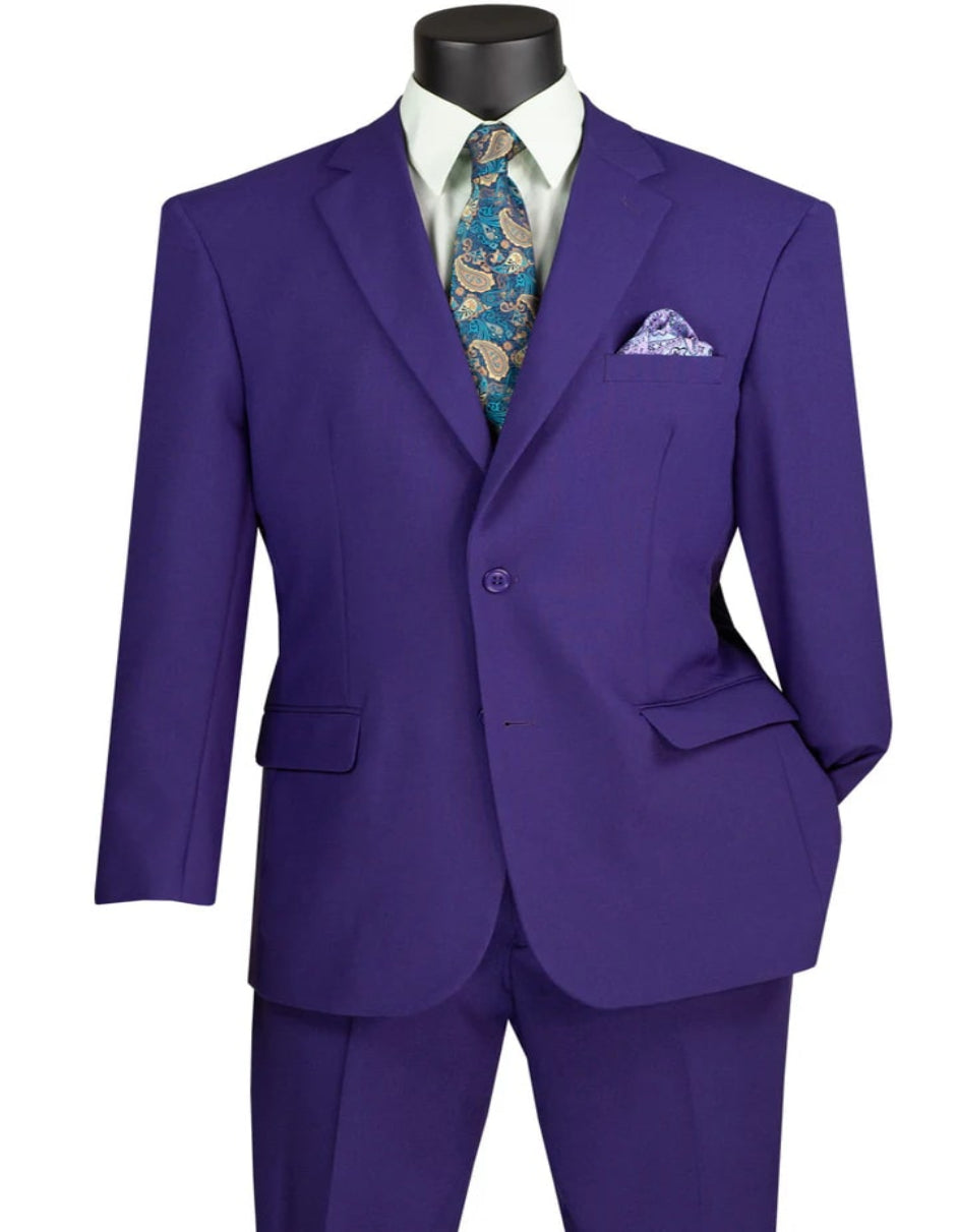 Mens 2 Button Classic Poplin Purple Suit