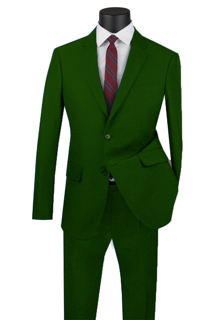 Mens Basic 2 Button Classic Fit Poplin Suit in Navy by Vinci