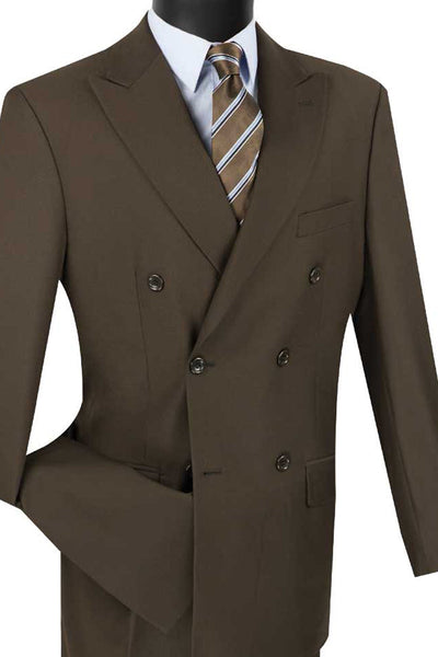 Men's Classic Double Breasted Suit in Brown