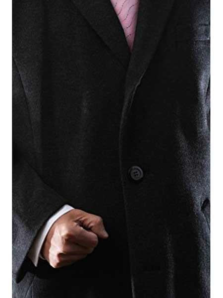 Mens Overcoat Mens Dress Coat Three Quarter Length Charcoal Luxury 3 Buttons Long Men's Dress Topcoat - Winter Coat USA Men's Outlet