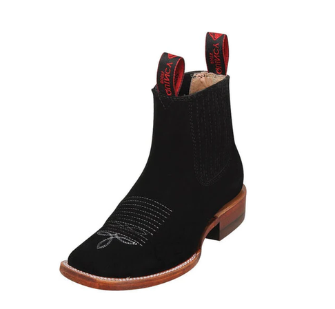 Botines Charros Quincy de Gamuza con Punta Cuadrada