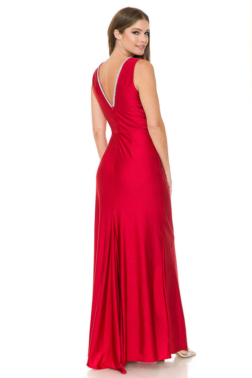 Formal Dress Deep V-Neck Embellished A-Line Prom Gown By Lenovia 5254-New Collection