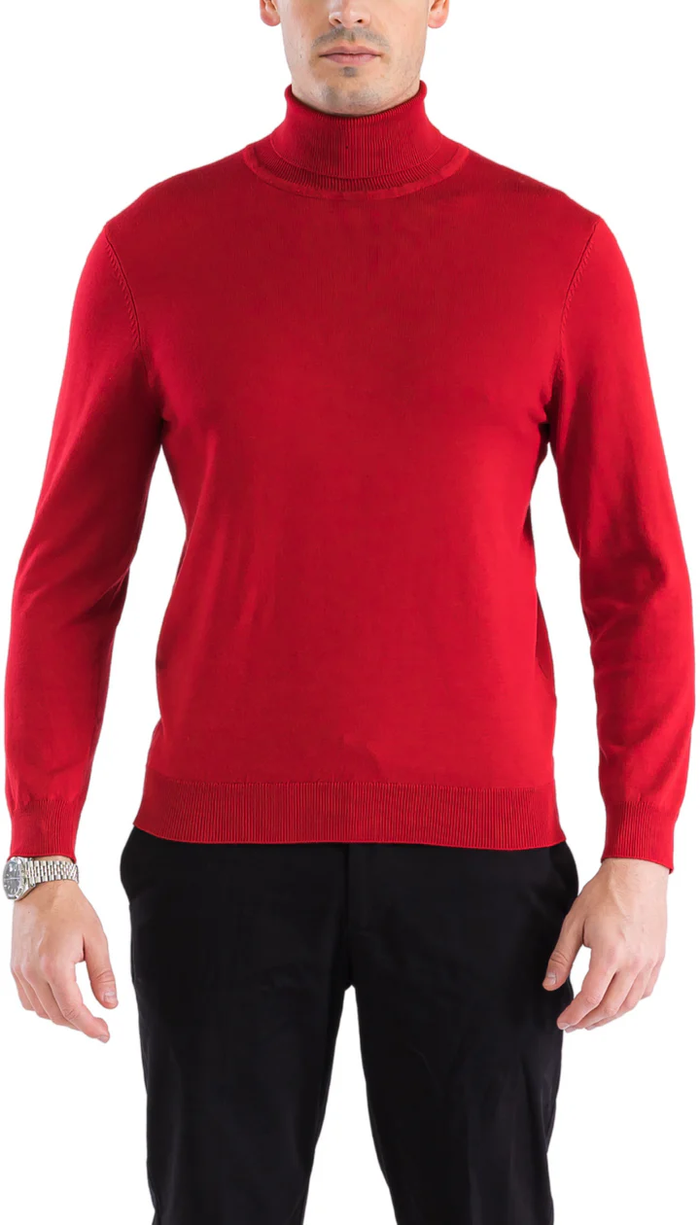 MENS RED PULLOVER TURTLENECK SWEATER USA Men's Outlet