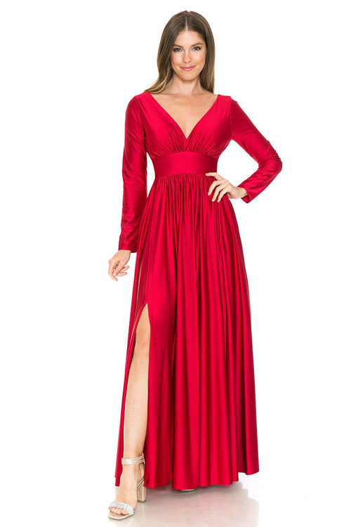 Mother Of The Bride Dress Stretchy Long Sleeve Formal Gown