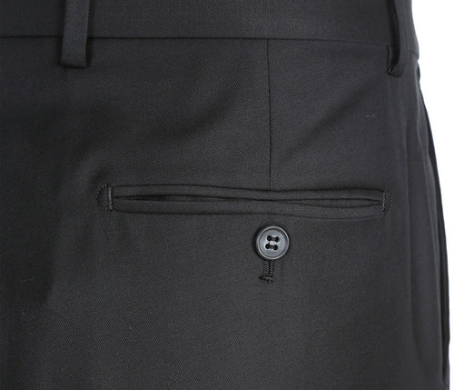 Half Canvas Wool Dress Suit Modern Fit 2 Piece in Black by Rivelino