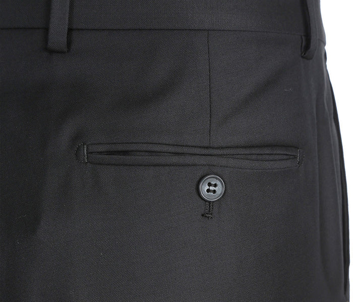Half Canvas Wool Dress Suit Modern Fit 2 Piece in Black by Rivelino