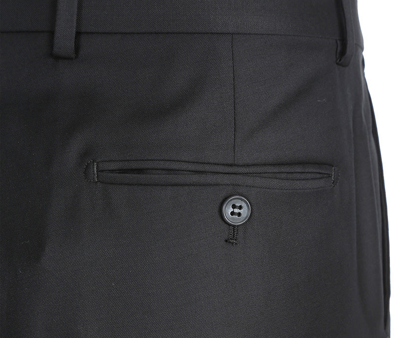 Half Canvas Wool Dress Suit Modern Fit 2 Piece in Black by Rivelino