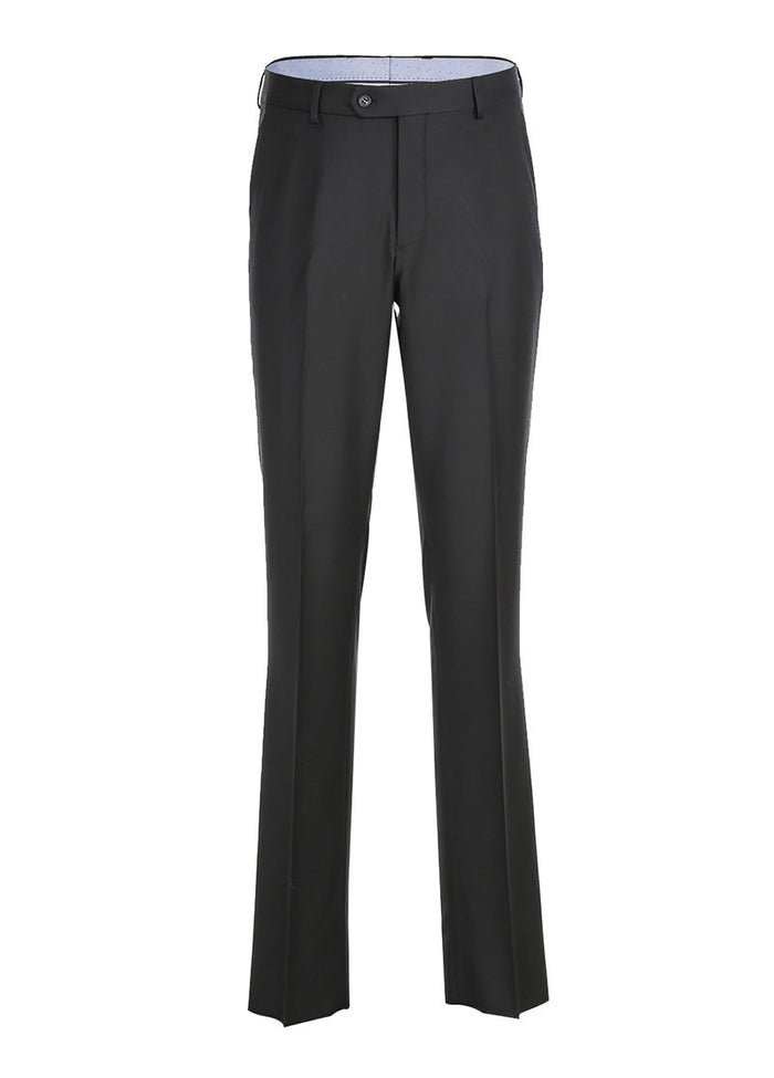 Half Canvas Wool Dress Suit Modern Fit 2 Piece in Black by Rivelino